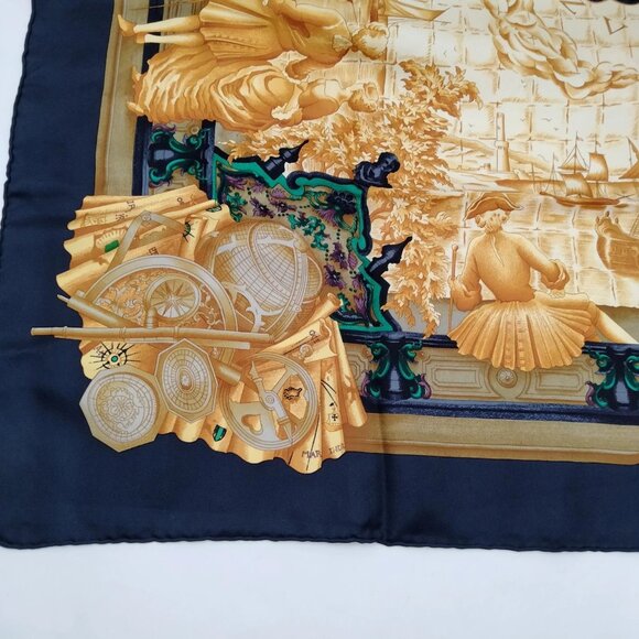 Authentic Hermes Carre 90 Azvlejos Black 100% Silk Scarf mn360-121325 - Picture 7 of 9